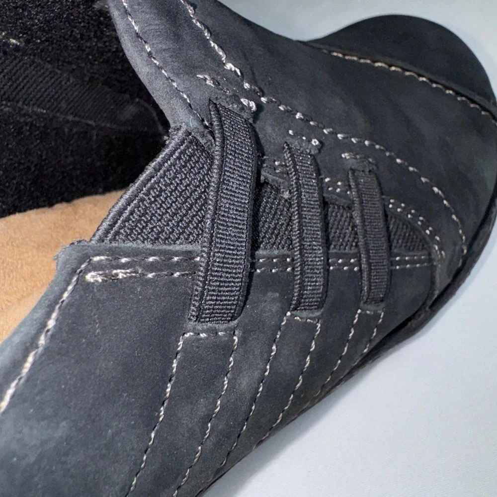 Earth Origins Tamara Teri Black Leather Slip On Loafers Women 10W Wide Comfort